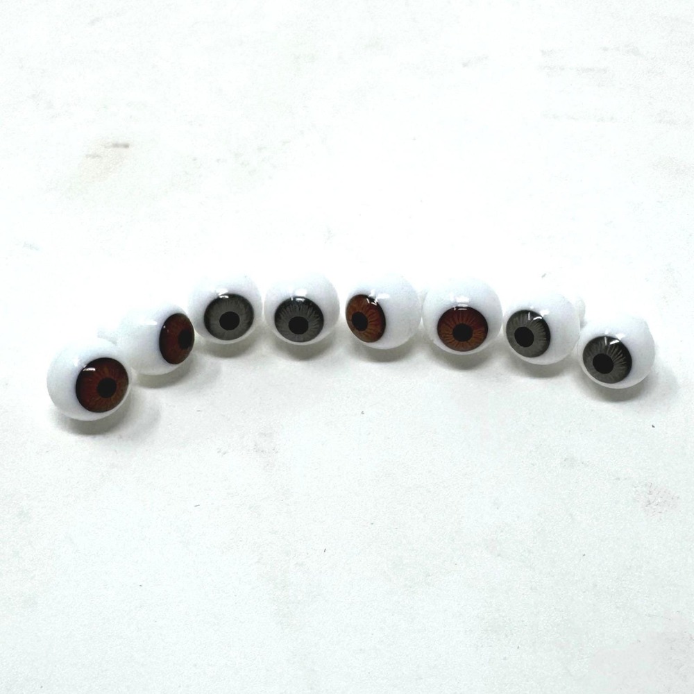 Vintage German Kais Blown Glass Globe Doll Eyes Gray Brown Lot 4 Pairs 8mm